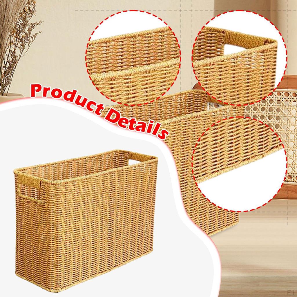 Narrow Basket Bin Brown Decor Lightweight Space Saving Versatile Toy Baskets Storage for Bedroom