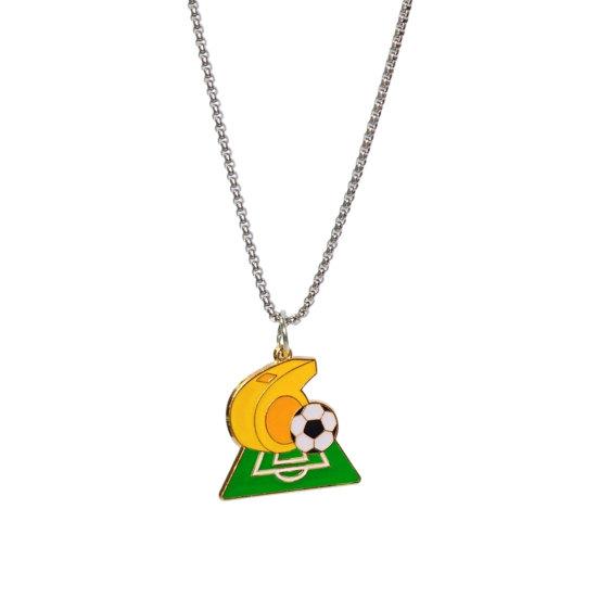 Kids Football Necklace, Trophy Soccer Ball Charm Necklace, Football Championship Necklace Jewelry for Soccer Fans Party Favors G