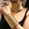 3 PCS Large African Style Necklace Collar Set African Tribal Collar Bracelet Set  For Women