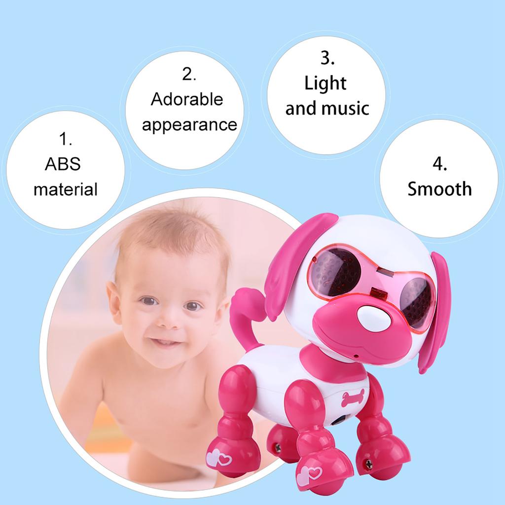 Robot Dog Pet Toy Smart Kids Interactive Walking Sound Puppy LED Educational Gift (Rose Red)