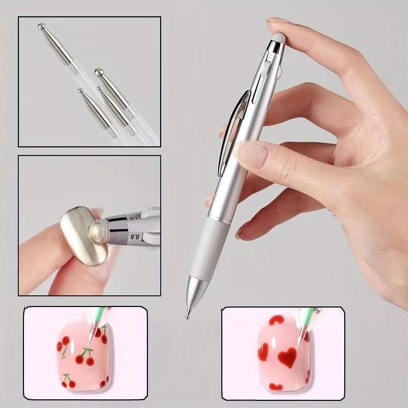 5 In 1 Nail Dotting Pen Nail Art Tools In Ballpoint Pen Design Nail Art Tip Dot Paint Manicure Kit for Dot Drawing Home Salon