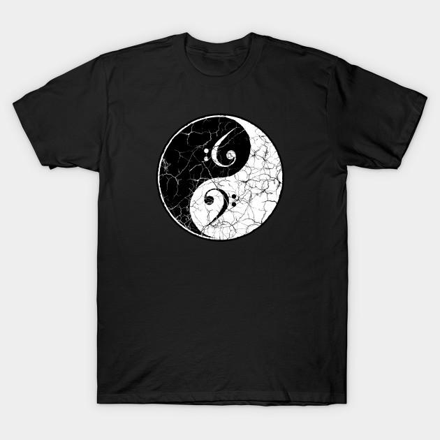 

Men Black Print T-shirt Yin Yang-Duality-Bass Cleff-Craquelure-Music No-Cut Transfer Paper Print Cotton Tshirt 4XL чорний