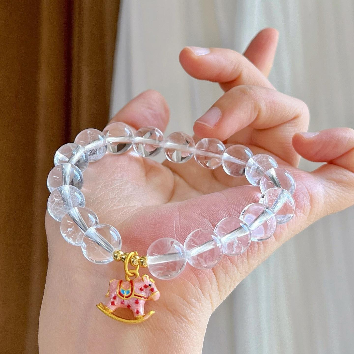 10Mm Natural White Crystal Design Bracelet Bracelet