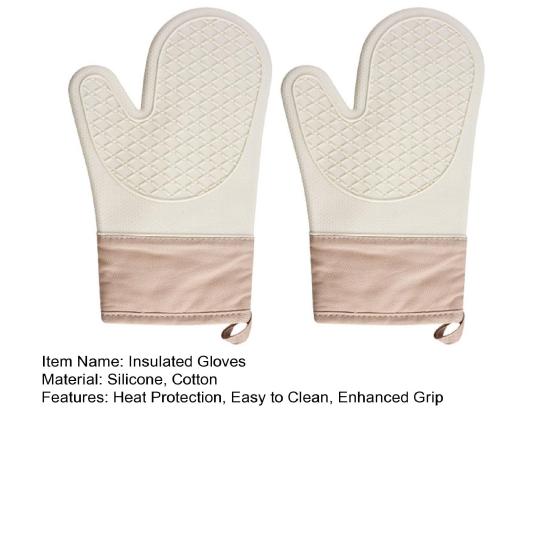 2Pcs Silicone Oven Mitts High Temperature Kitchen Gloves Non-Slip Silicone Lined Oven Gloves Machine Washable Kitchen Gloves for Baking Grilling