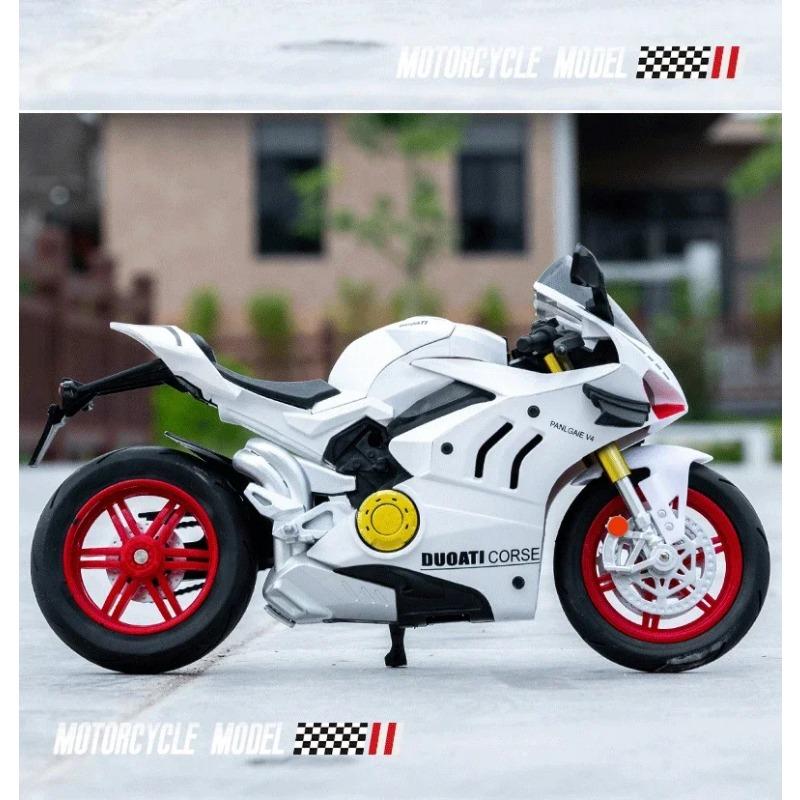 1/10 Ducati V4S S1000RR H2R Alloy Die Cast Motorcycle Model Vehicle Collection Sound and Light Off Road Children's Holiday Gifts