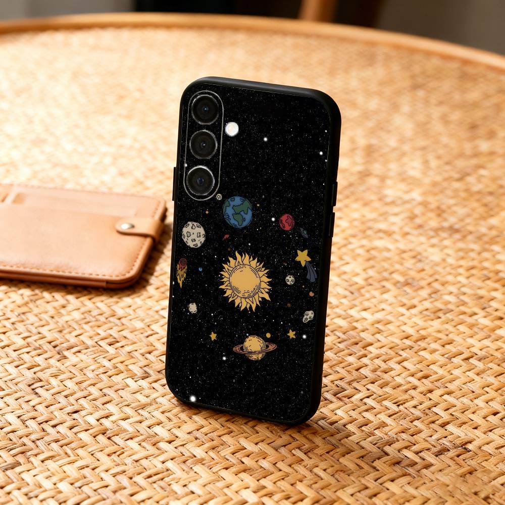 Saturn Solar system Phone Case For Samsung A73,72,71,53,52,51,22,91,80, Soft Black Cover Samsung a22 5g