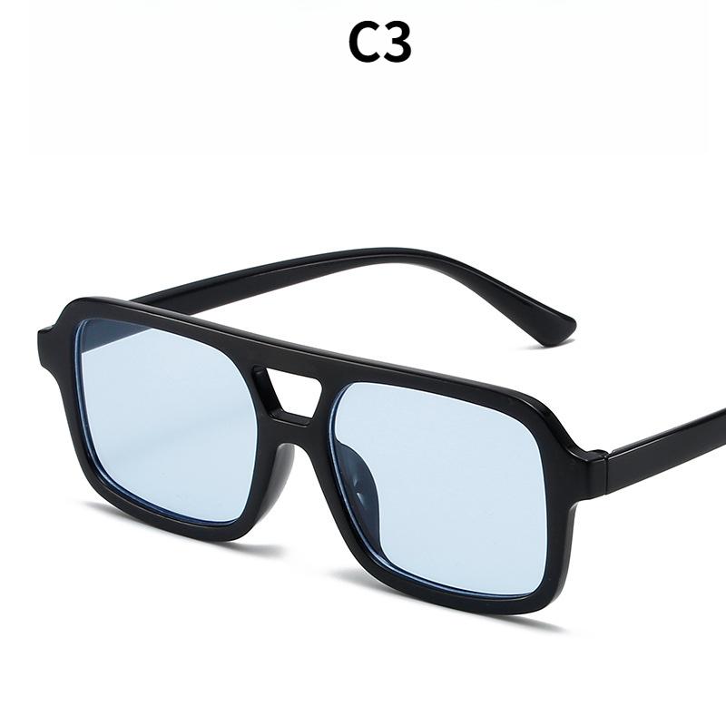 Women's sunglasses, men's and women's fashion square large-frame double-beam sunglasses