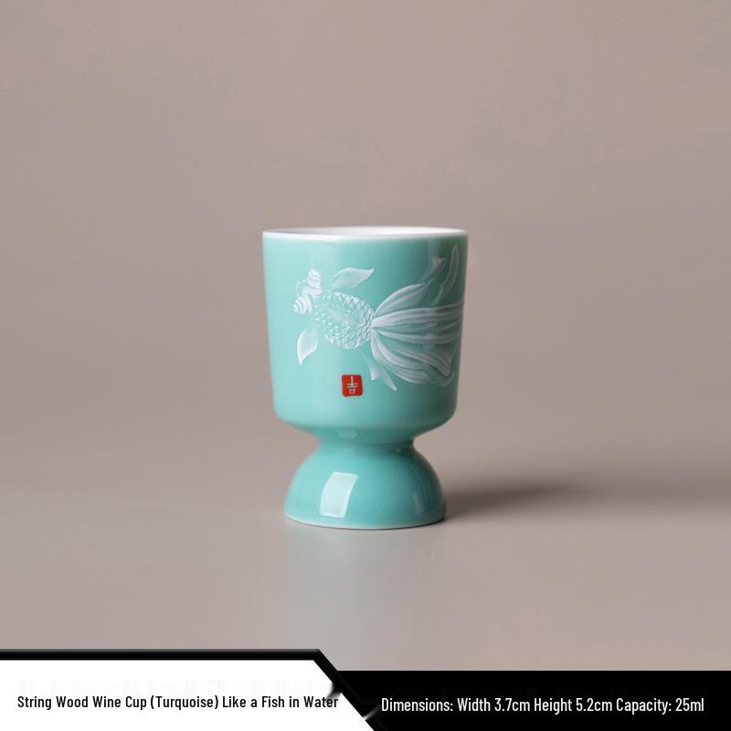 Colorful Glazed Ceramic Baijiu Cups: Creative One-Sip Toast Glasses for Home Use.