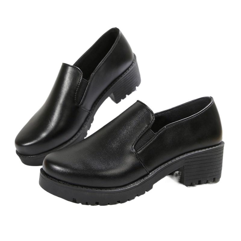 Round Toe Solid Color Pumps High Heel Square Heel 2025 Fashion Ladies Shoes Slip-on Spring/Autumn Office Pumps Salto Alto