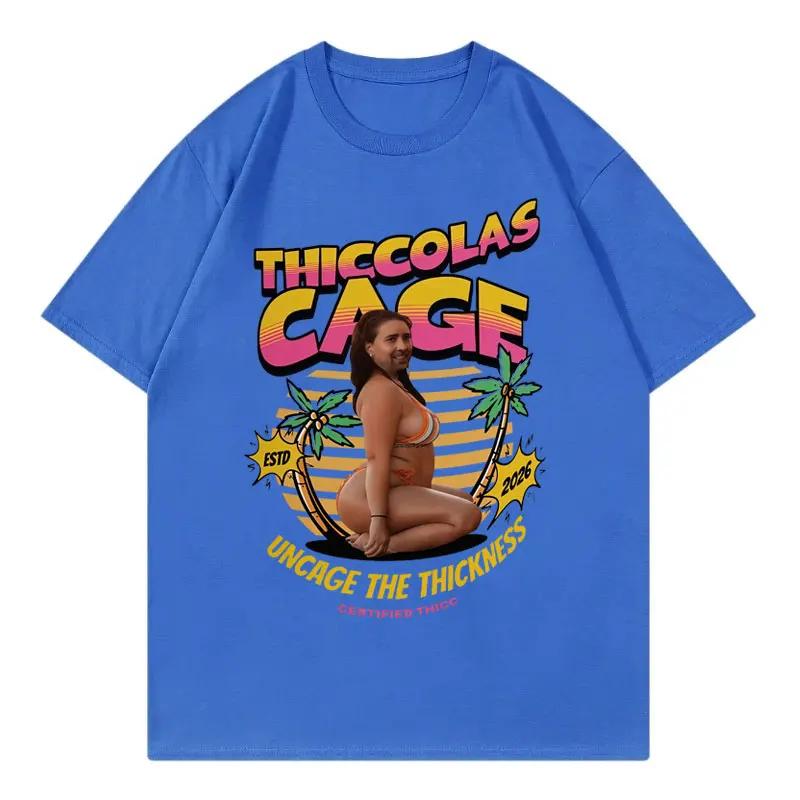 Thiccolas Cage Funny Meme Tshirt Men Women Clothing Fashion Y2k Oversized Tshirts Summer Casual Cotton Short Sleeve T Shirts