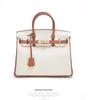 Color Block Genuine Leather Platinum Bag: Large Capacity Togo Cowhide Handbag with Lock - Fashion Shoulder Crossbody
