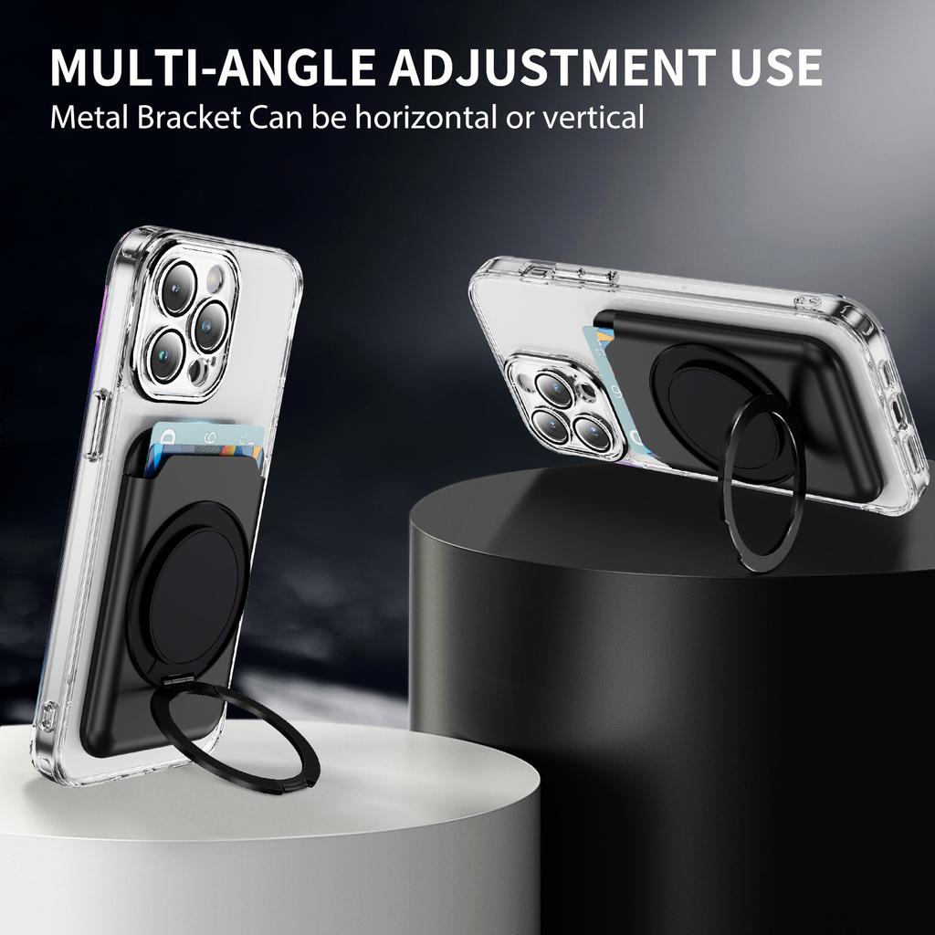 Magnetic Phone Card Holder Kickstand Multi Angle Adjustable Metal PC Vertical/Horizontal Card Bag Stand