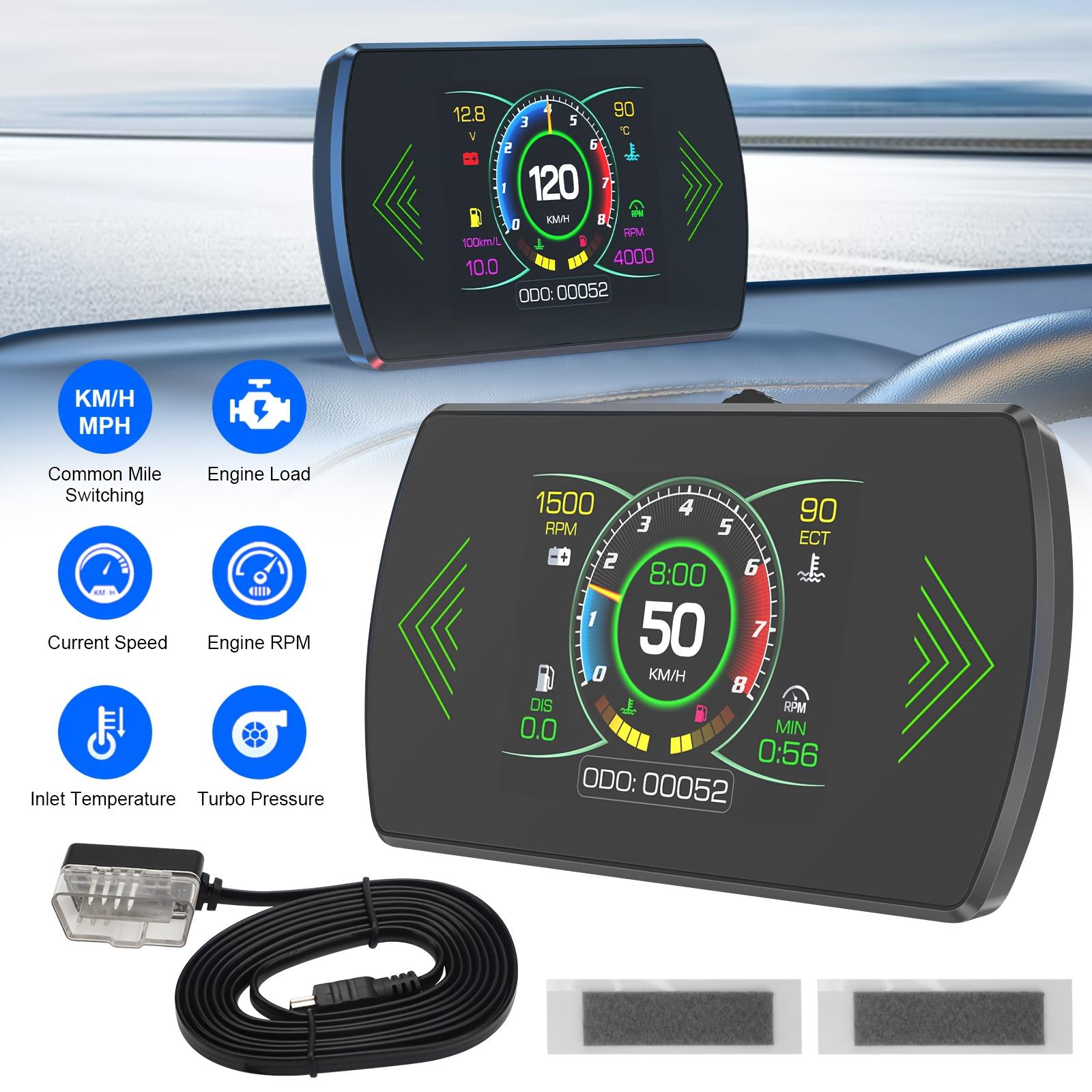 

1 шт. Автомобильный проекционный дисплей (HUD) со спидометром GPS, светодиодами OBD и GPS, подключением Type-C, многофункциональными возможностями высокого разрешения чёрный