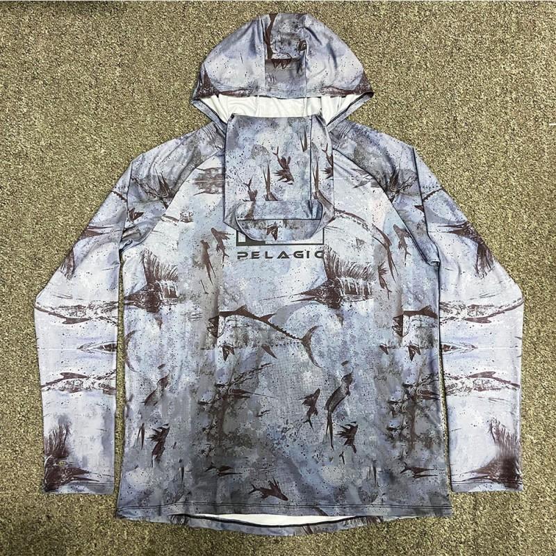Mens Quick-Dry UV Protection Long Sleeve Hooded Fishing Shirt Outdoor Sports Cycling Trail Running