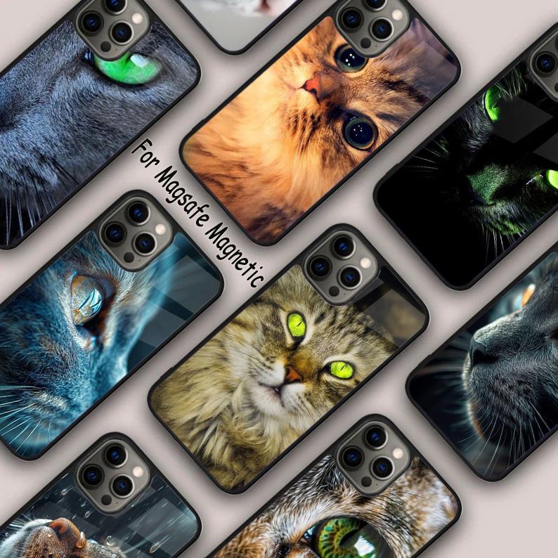 Cat Staring Eye Magnetic Phone Case For APPLE iPhone 17 Air 16 14 13 12 Pro Max 15 Plus Wireless Charge With MagSafe Cover
