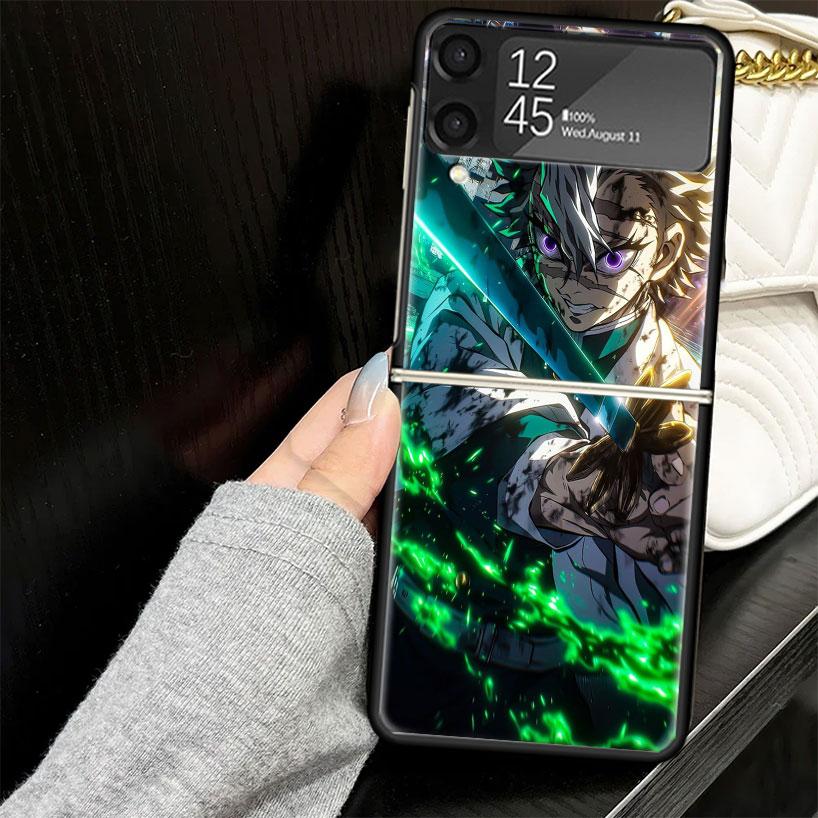 Demon Slayer Shinazugawa Sanemi Case for Samsung Galaxy Z Flip7 Flip6 Flip5 Flip4 Flip3 5G Hard Phone Shell Z Flip 7 6 5 4 3 Bla