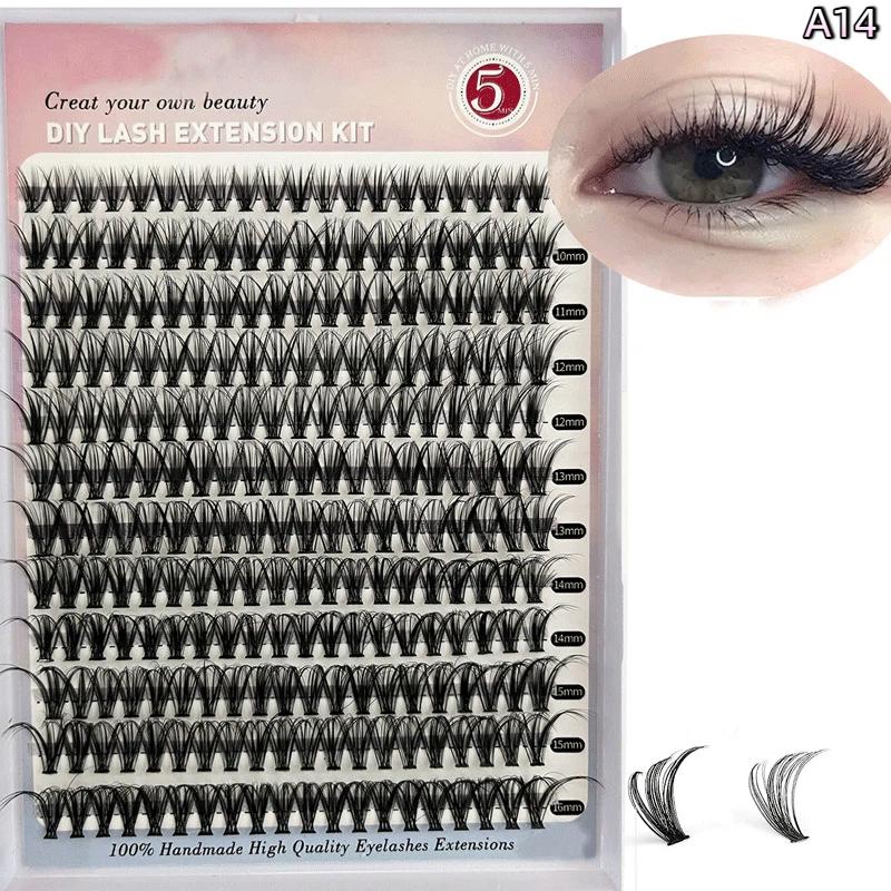 Natural Cluster Feather Lash Kit Segmented Eyelash Lash Glue Eyelash Grafting Kit Lash Extension Essential With Mix Effortless
