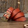 Thickened Genuine Leather Cowhide Belt Men's Genuine Leather Pin Buckle Retro Copper Buckle Casual All-match Belt