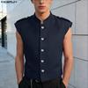 INCERUN Men Summer Sleeveless Buttons Casual Fitted Short Tank Tops Waistcoat