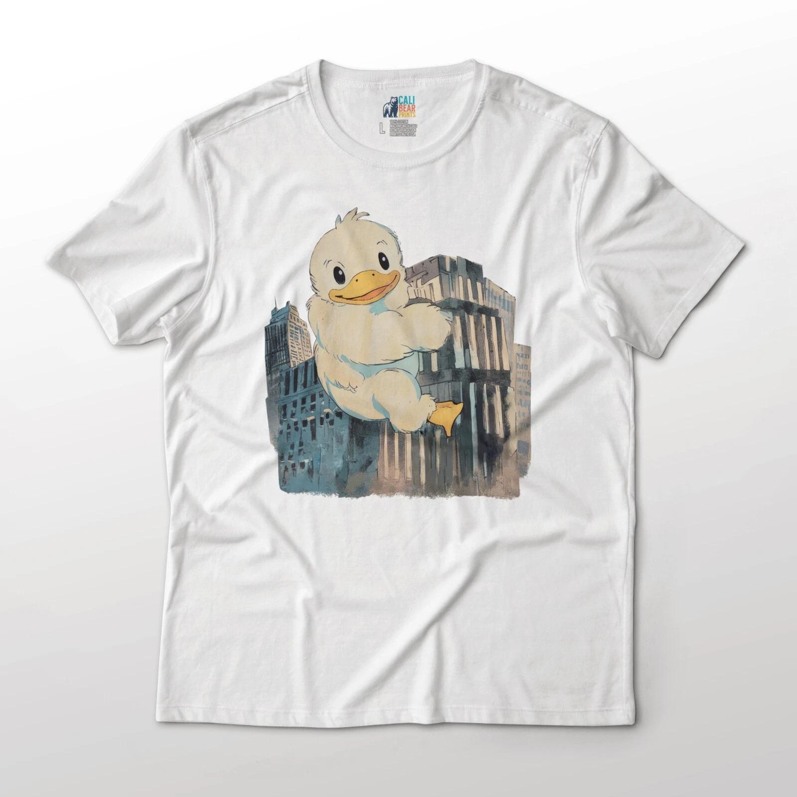 Cute Giant Duck Monster Vs City Aesthetic Graphic T-T-Shirt 4XL