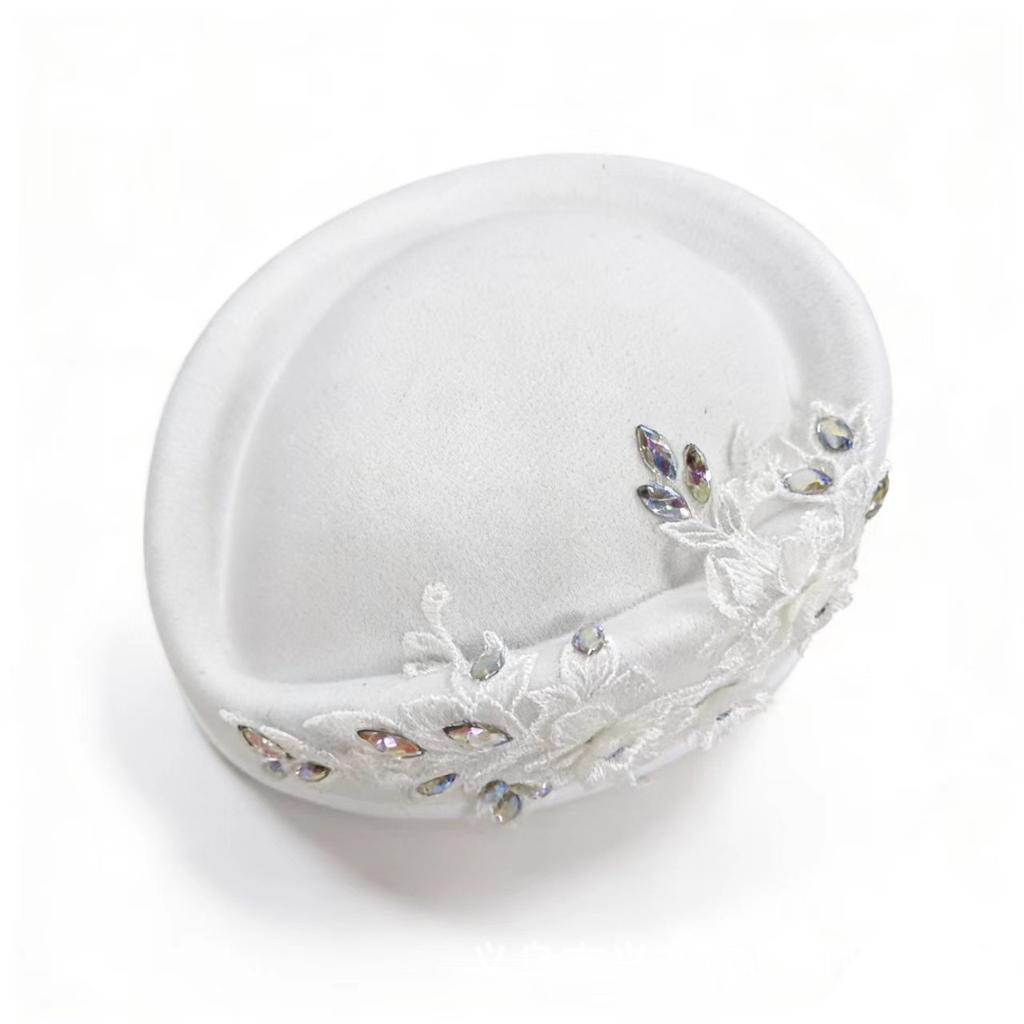 New Retro European and American Style with Drill Air Layer with Flower Versatile Stewardess Hat Women's Soft Beret