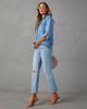 Simple Versatile White Denim Long Sleeve Casual Shirt for Women