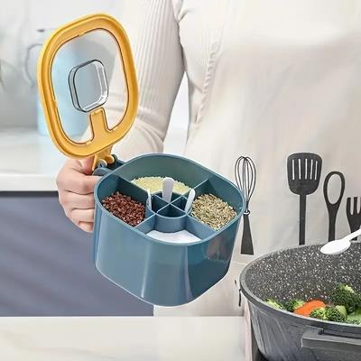 A 4-In-1 Large Capacity Seasoning Box with a Lid And Spoons Comes with Four Spoons for In The Home Kitchen for Salt Containers