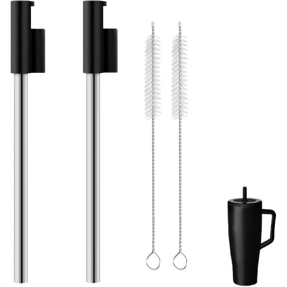 Replacement Straws Compatible With Brümate Era 40 oz Tumbler, Include 2pcs Tumbler Straw Cover Cap and 2pcs Reble Straw with 2 Cleaning чёрный
