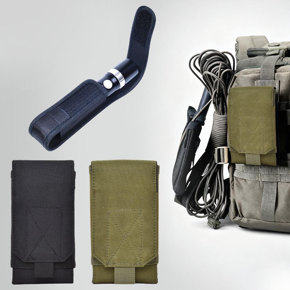 Flashlight Holster Phone Bag Molle Tactical Torch Cover Case Outdoor Tool Bag Nylon Adjustable LED Torch Pouch Fit Waist Pouch