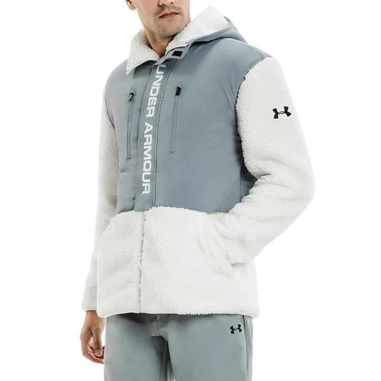 UA Swacket Sherpa Spleiset Lammeull Hettejakke Herrejakke Grå Hvit 1345051-100