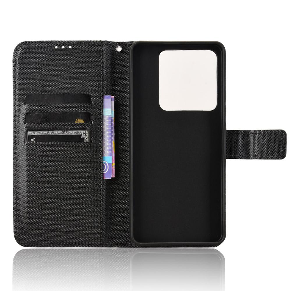 

For Xiaomi Poco M7 Pro 5G Case PU Leather Diamond Texture Wallet Phone Cover Black