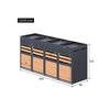 4-bin Waste Bin with Green Lid, 120-240 Liters, Anthracite Gray, Wood-effect Door
