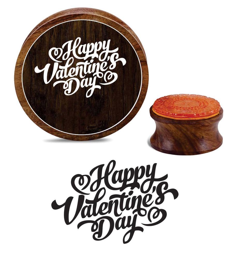 Printtoo Craft Textile Wooden Rubber Happy Valentine's Day Round Stamp Scrap-booking-2