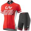 2026 Damen Sommer Kurzarm Radsportbekleidung LIV Rennrad Trikot Set Trägerhose mit Gel-Polster Sportanzug Damen Fahrradkleidung