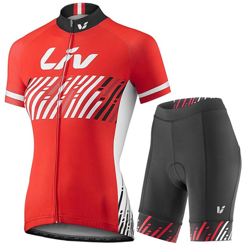 2026 Damen Sommer Kurzarm Radsportbekleidung LIV Rennrad Trikot Set Trägerhose mit Gel-Polster Sportanzug Damen Fahrradkleidung