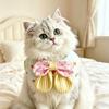 Bear Print Pet Bib Adjustable Snap Button Cute Cat Bandana Bib Sweet Striped Dog Bib for Small Medium Dogs Cats