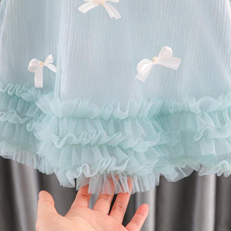 Children's Summer Sleeveless Dress Baby Girl Bow Tulle Fashion Dress Fit 0-6 Years  Baby Girl Birthday Party Dress