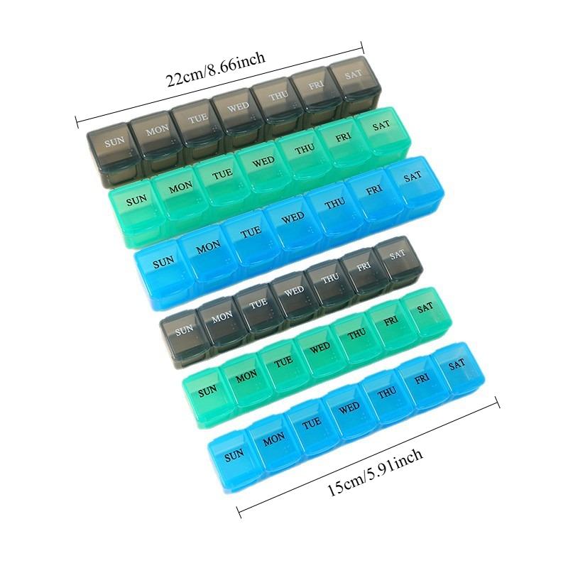 1/2/3PCS 7 Grids Portable Pill and Vitamin Tablet Packaging Boxs Travel and Business Medicine Storage Box One Week Medication Box