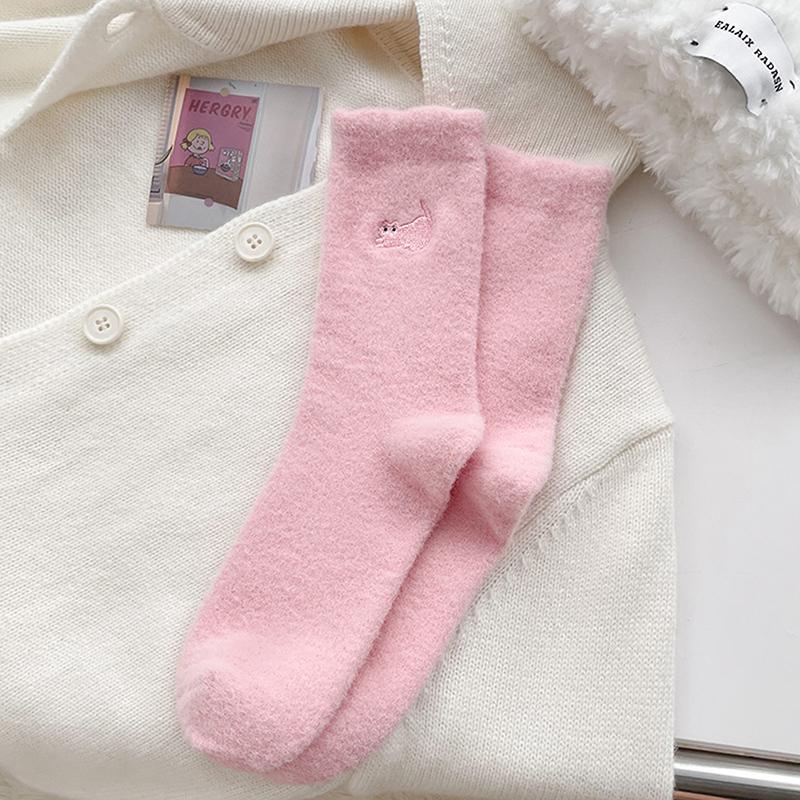 Chaussettes Super Douces en Polaire Vison Chat Mignon Pour Femmes Hiver Chaud Confortable Poilu Vison Collants Épaissies Peluche Chaud Sommeil Maison Chaussettes Moelleuses