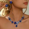 Exquisite commuting style flower droplet necklace earring set for workplace dating, women's gentle temperament accessories