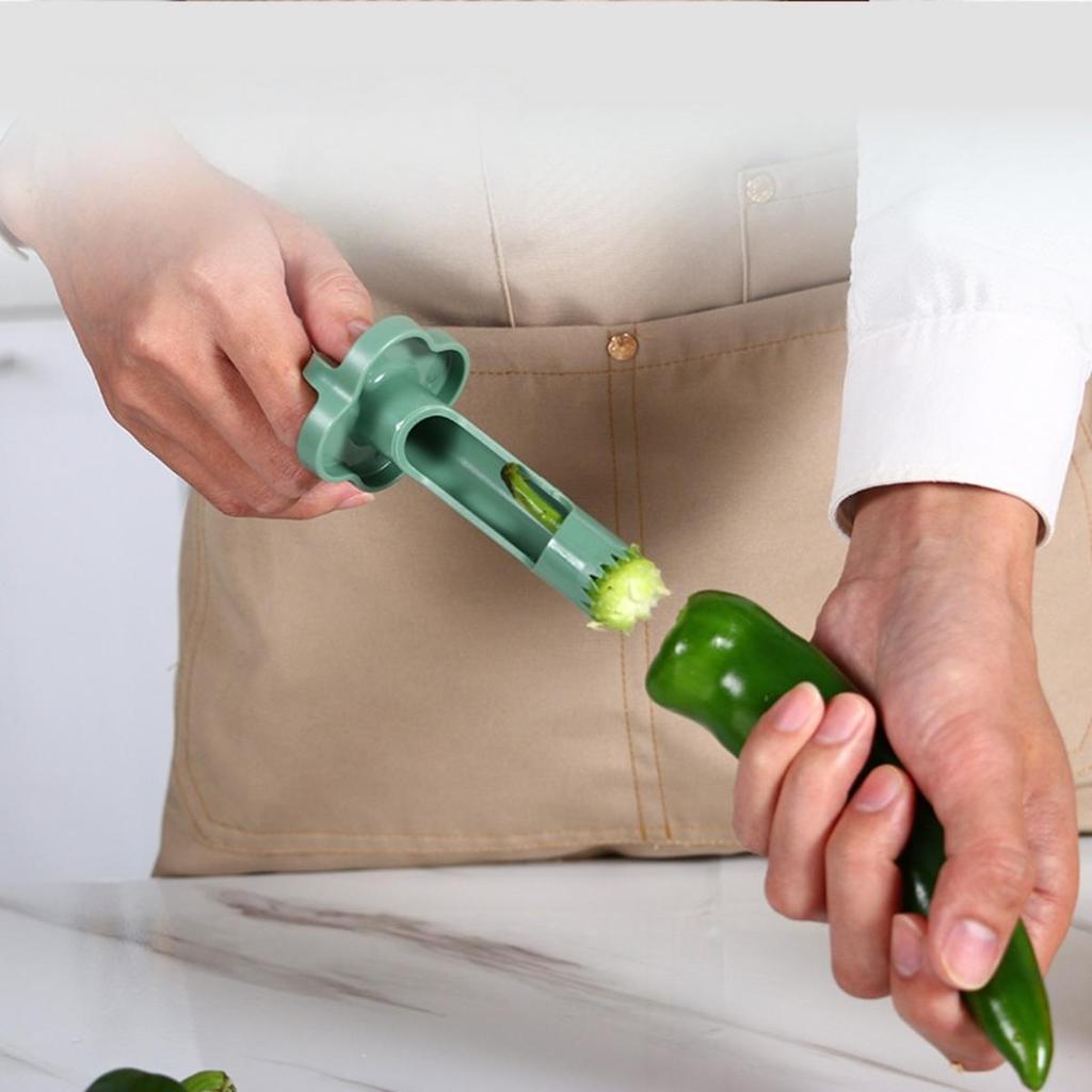 Reusable 2-in-1 Fruit Pepper Corer Color Pepper Corer Seed Removing Tool Portable Kitchen Utensil Fruit Vegetable Coring Tool Seed Remover