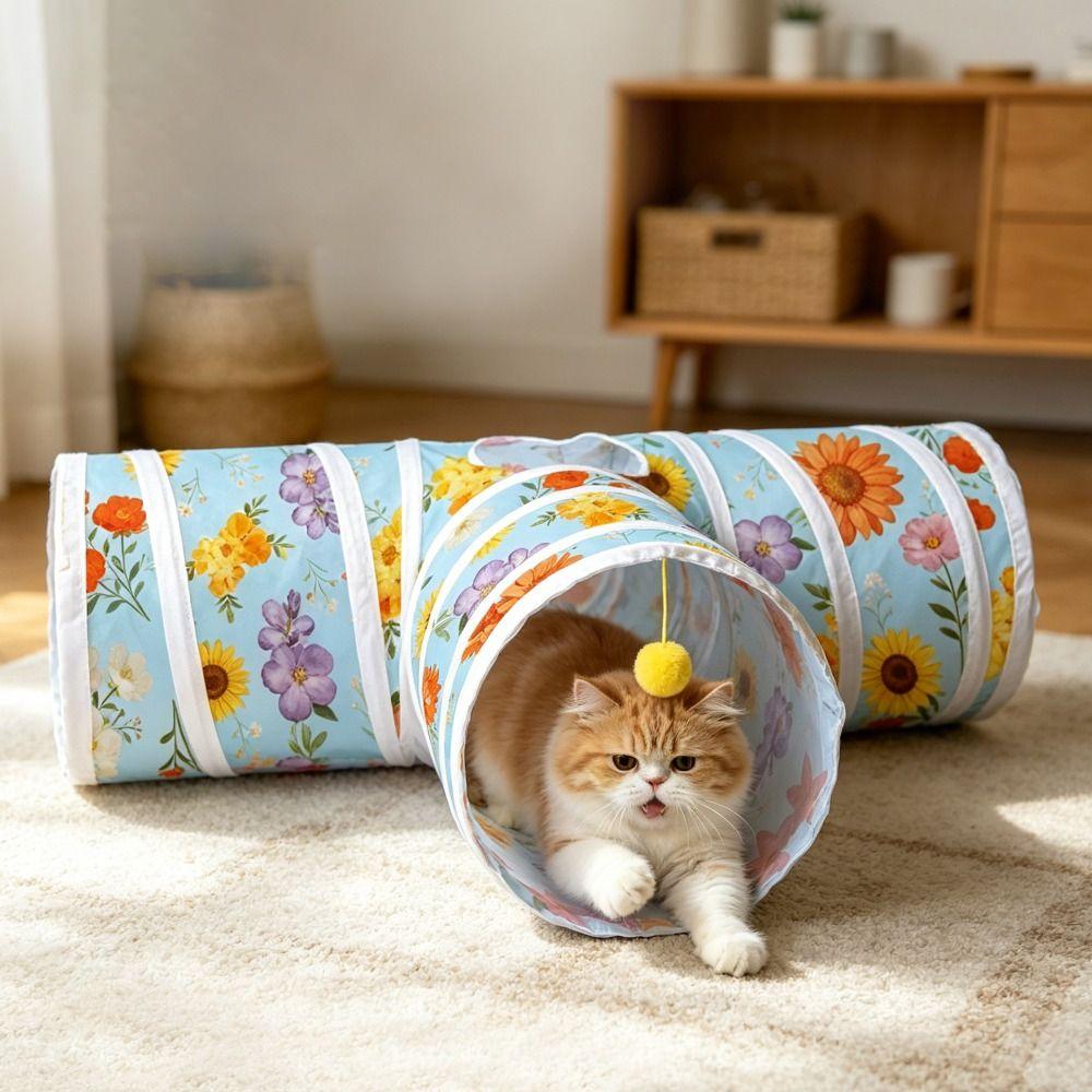 S-Shape Cat Tunnel House Foldable Rabbit Peekaboo Hideout 3 Way Cat Tubes Summer/Winter Style