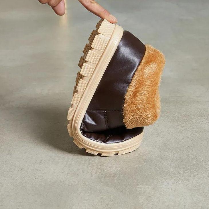 Women's Winter Waterproof Cotton Slippers Warm Thick Sole Indoor Leather Home Cotton Shoes