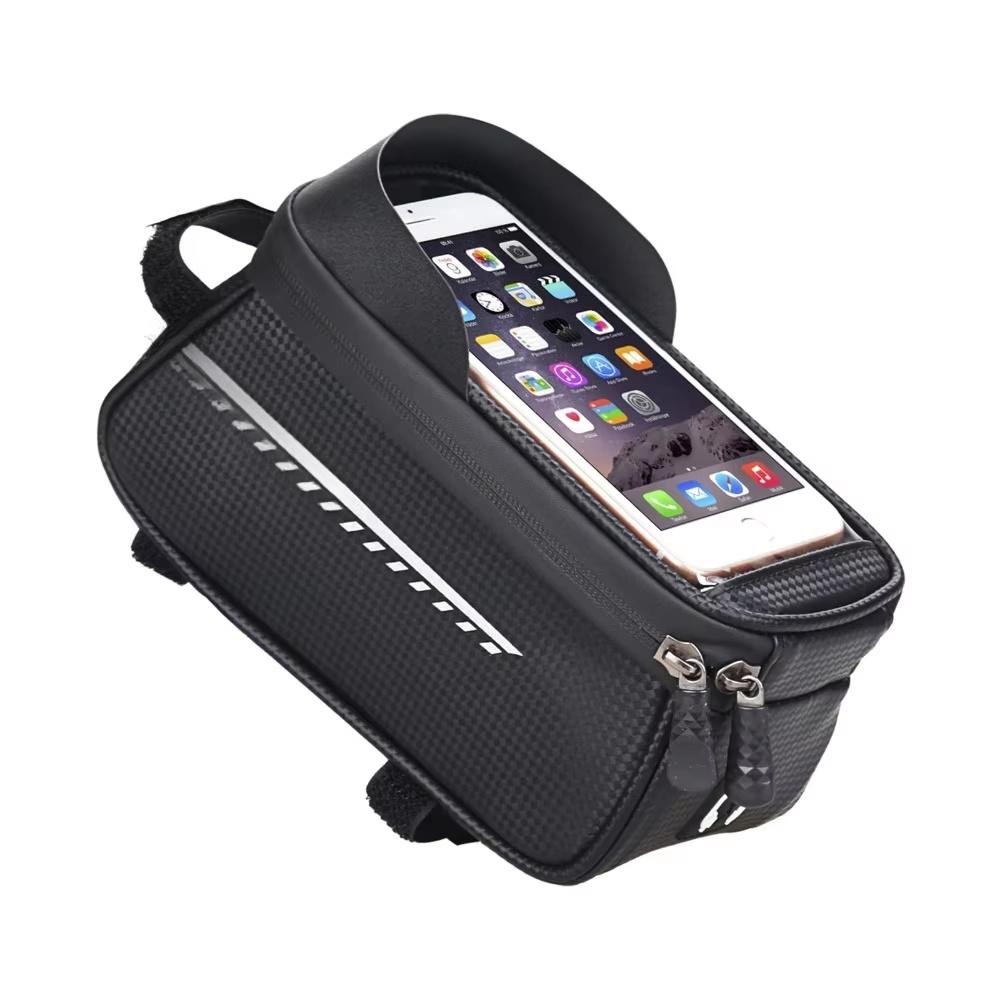 Waterproof Bicycle Phone Mount Bags Front Frame Top Tube Bag w Touchscreen Phone Holder Cycling Bike Tool Storage Bag