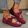 New Embroidered Bow Flat Mary Jane Shoes for Women Cross-border Ethnic Style Slip-Ons