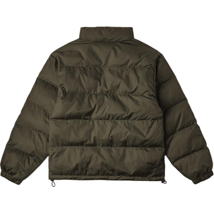 Vans Solid Color Stand Collar Cuffed Pocket Puffer Jacket Army Green Unisex VN000P32KCZ