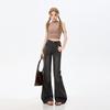 Spring new heavy industry hot diamond slightly pulled jeans women's small high waist elastic thin versatile bell pants