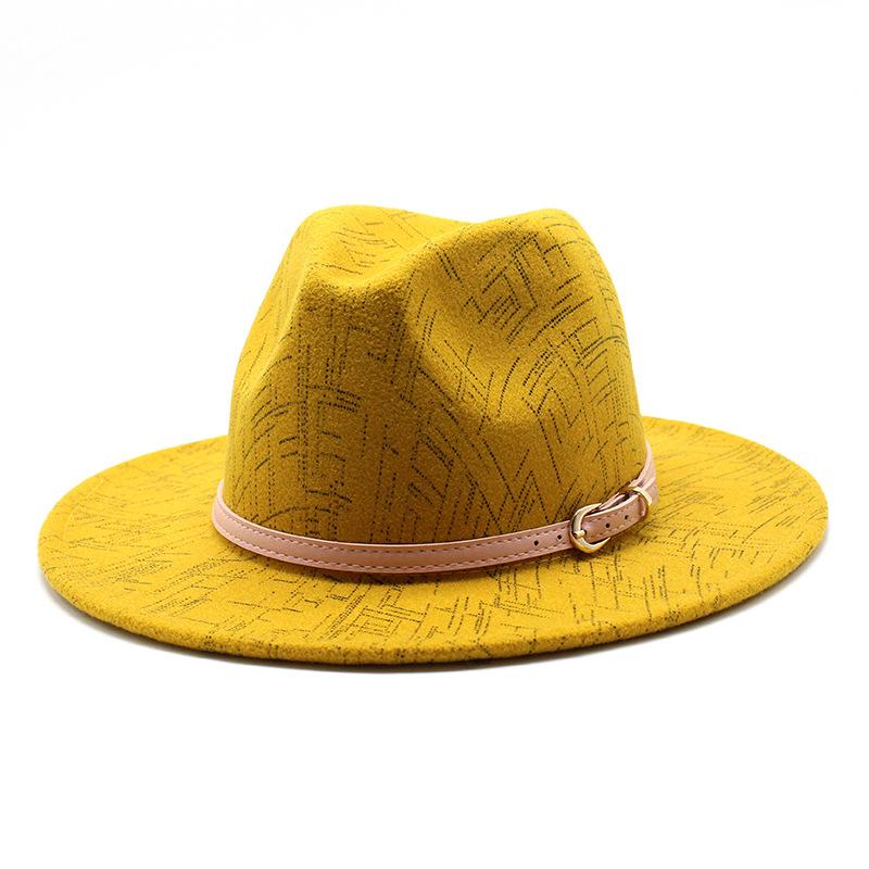 Ethnic Style Woolen Big-Brimmed Jazz Top Hat For Men And Women 9.5Cm Big-Edged Jazz Hat Church Hat