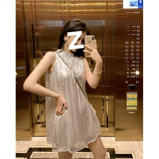 

Trendy Fairy Sequin Sleeveless Dress - 2025 Summer Loose Fit One Size серебряный