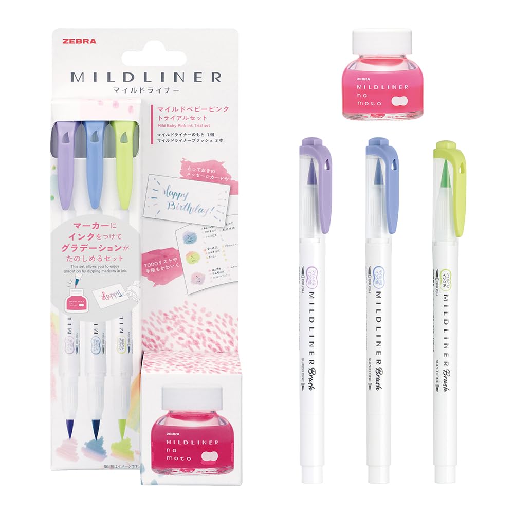 Zebra Mildliner Highlighter Bottle Ink Set Baby (Mild Pink) SE-WI1-MBP